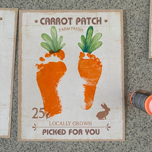 Farm Sign Carrot Patch Easter / Footprint Feet Art Craft / Kids Baby Toddler / Activity Keepsake Gift Card Decor Sign / PRINT IT OFF 0417