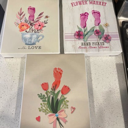 Bunch of Flowers / Handprint Footprint Art / Kids Baby Toddler / Valentine's Mother's Day / Keepsake Craft DIY Card Gift / Print if Off 0204