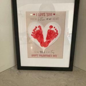 Bottom of my Heart - Tips of my Toes / Happy Valentine's Day / Footprint Heart Love / Handprint DIY Craft Art Baby Kids / Print It Off 0151