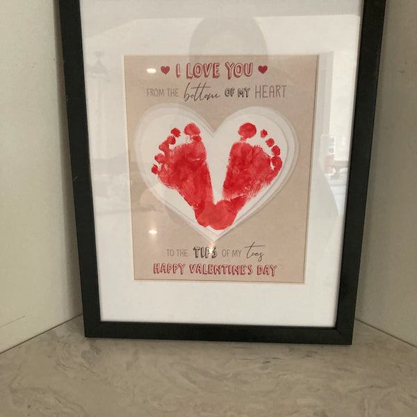 Bottom of my Heart - Tips of my Toes / Happy Valentine's Day / Footprint Heart Love / Handprint DIY Craft Art Baby Kids / Print It Off 0151