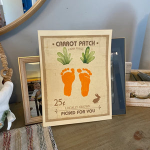 Farm Sign Carrot Patch Easter / Footprint Feet Art Craft / Kids Baby Toddler / Activity Keepsake Gift Card Decor Sign / PRINT IT OFF 0417