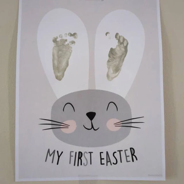 My First 1st Easter / Footprint Handprint Art / Cute Bunny Happy Easter / Baby Toddler / Keepsake Memory Craft DIY Card / Print It Off 