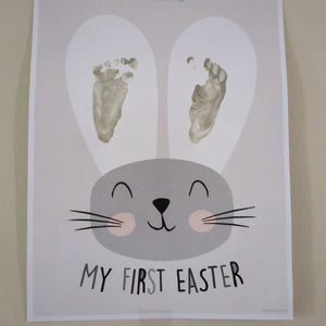 My First 1st Easter / Footprint Handprint Art / Cute Bunny Happy Easter / Baby Toddler / Keepsake Memory Craft DIY Card / Print It Off 