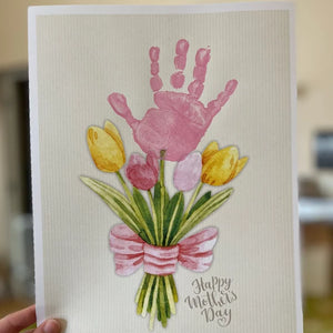 Happy Mothers Day Handprint Craft Art / Flower Bunch / Mom Mum / Kids Baby Toddler Child / Activity Gift Diy Card Print / PRINT IT OFF 0424