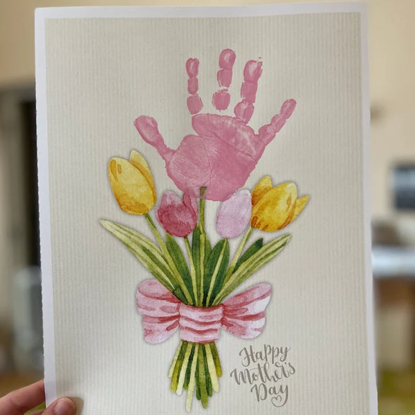 Happy Mothers Day Handprint Craft Art / Flower Bunch / Mom Mum / Kids Baby Toddler Child / Activity Gift Diy Card Print / PRINT IT OFF 0424
