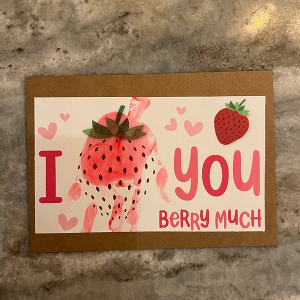 I Love You Berry Much / Happy Valentine's Day / Footprint Handprint DIY Craft Art Card / Baby Kids Toddler / Print it Off 0678