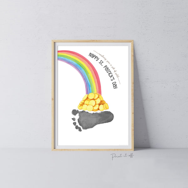 4 x St Patrick's Handprint Footprint Craft Art PACK / Clover Rainbow Leprechaun Gold / DIY Card Baby Kids Hand Foot / Print it Off 0691