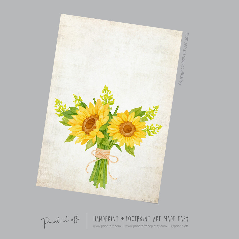 Sunflowers Handprint Craft Art / Sun Flower Sunflower Hand Hands / Baby Toddler / Mother&#39;s Day Activity Gift Diy Card / PRINT IT OFF