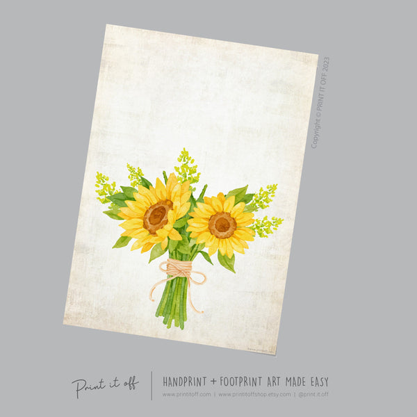 Sunflowers Handprint Craft Art / Sun Flower Sunflower Hand Hands / Baby Toddler / Mother&#39;s Day Activity Gift Diy Card / PRINT IT OFF