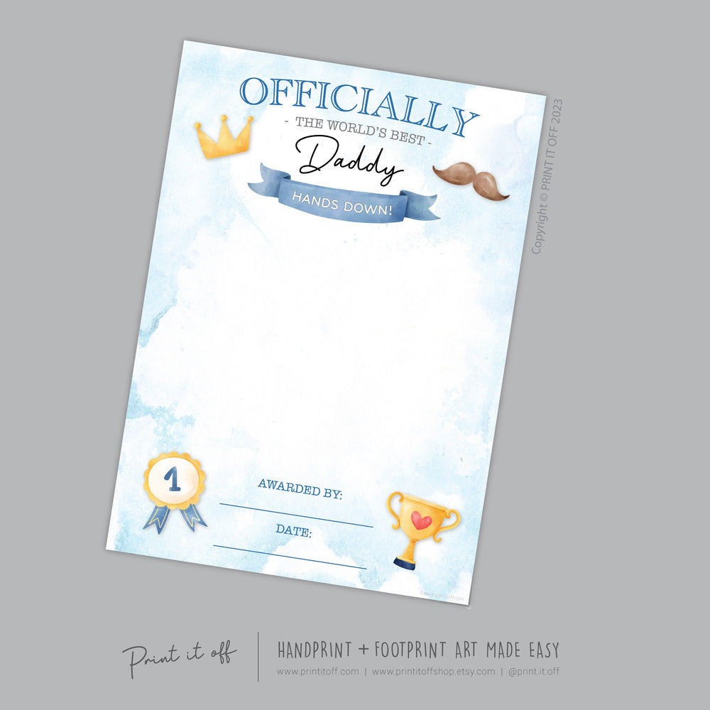 Daddy Certificate Handprint Art Craft  Happy Father&#39;s Day Dad