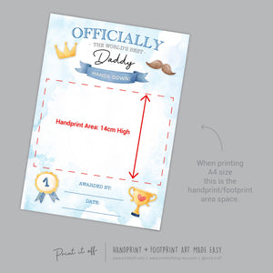 Daddy Certificate Handprint Art Craft  Happy Father&#39;s Day Dad