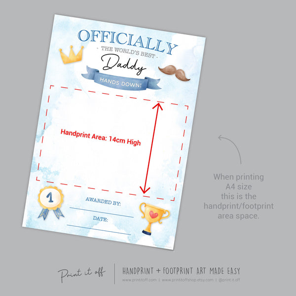 Daddy Certificate Handprint Art Craft  Happy Father&#39;s Day Dad