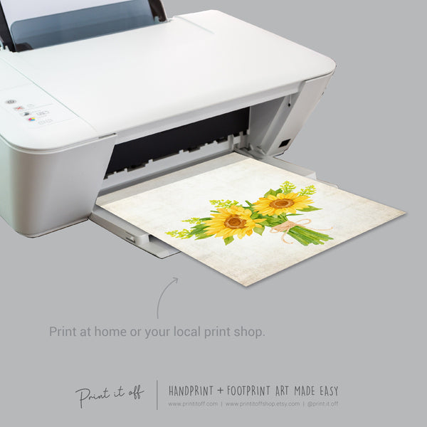 Sunflowers Handprint Craft Art / Sun Flower Sunflower Hand Hands / Baby Toddler / Mother&#39;s Day Activity Gift Diy Card / PRINT IT OFF