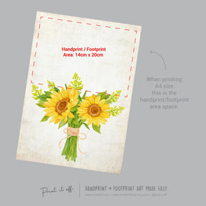 Sunflowers Handprint Craft Art / Sun Flower Sunflower Hand Hands / Baby Toddler / Mother&#39;s Day Activity Gift Diy Card / PRINT IT OFF