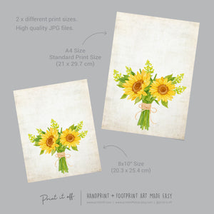 Sunflowers Handprint Craft Art / Sun Flower Sunflower Hand Hands / Baby Toddler / Mother&#39;s Day Activity Gift Diy Card / PRINT IT OFF
