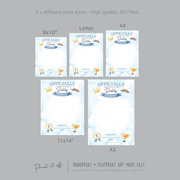 Daddy Certificate Handprint Art Craft  Happy Father&#39;s Day Dad