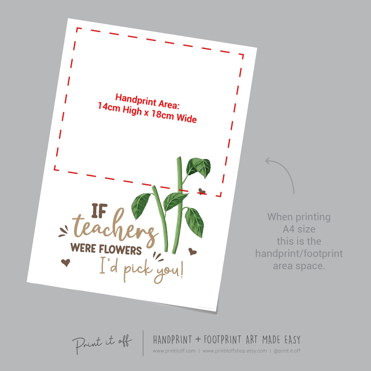 If Teachers Were Flowers I'd pick You / Handprint Art Craft Kids Baby Toddler / Teacher Thank you Appreciation Gift / DIY Card Print 0758