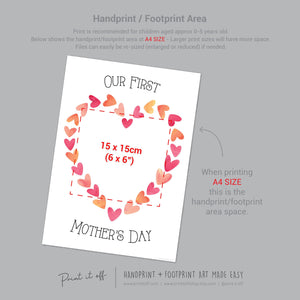 Our 1st First Mother&#39;s Day Mom Mum / Footprint Handprint Feet Foot Art Craft / Kids Baby Toddler / Keepsake DIY Card / Print It Off