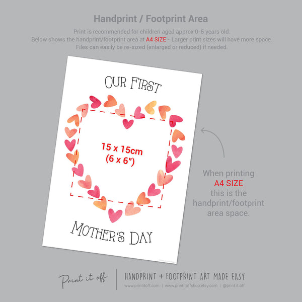 Our 1st First Mother&#39;s Day Mom Mum / Footprint Handprint Feet Foot Art Craft / Kids Baby Toddler / Keepsake DIY Card / Print It Off