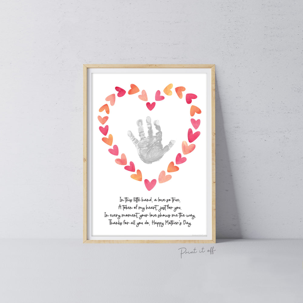 Mother&#39;s Day Handprint Poem Heart / Hand Art Craft Template / Kids Baby Toddler / Keepsake DIY Card / Print It Off