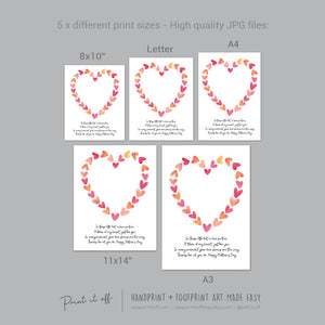 Mother&#39;s Day Little Feet Poem Heart / Handprint Art Craft Template / Kids Baby Toddler / Keepsake DIY Card / Print It Off