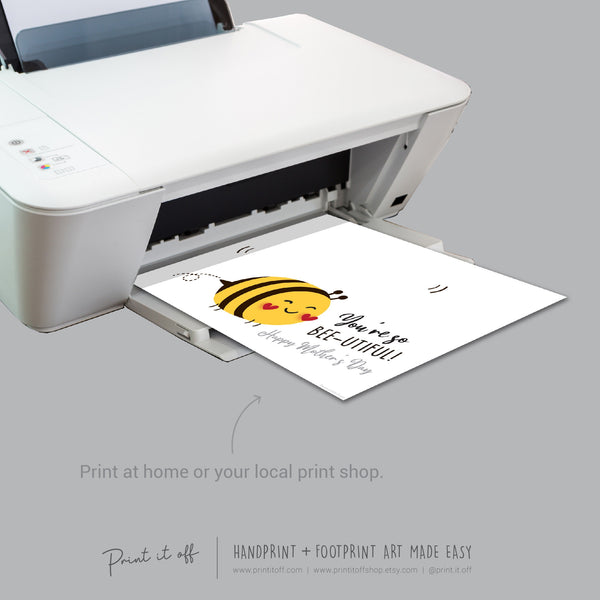 You&#39;re so Bee-utiful / Handprint Footprint Art Craft / Mother&#39;s Day Bee / DIY Card Gift / Kids Baby Toddler / Print it Off