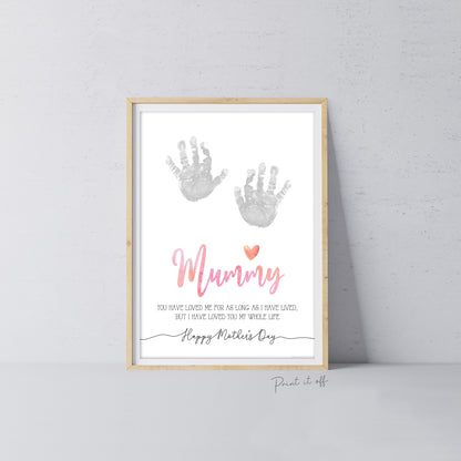 Mummy Happy Mother&#39;s Day Mum / Footprint Handprint Feet Foot Art Craft / Kids Baby Toddler / Keepsake DIY Card / Print It Off