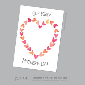 Our 1st First Mother&#39;s Day Mom Mum / Footprint Handprint Feet Foot Art Craft / Kids Baby Toddler / Keepsake DIY Card / Print It Off