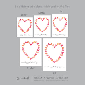 Happy Mother&#39;s Day Heart / Footprint Handprint Feet Foot Art Craft / Kids Baby Toddler / Keepsake DIY Card / Print It Off