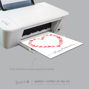 Happy Mother&#39;s Day Heart / Footprint Handprint Feet Foot Art Craft / Kids Baby Toddler / Keepsake DIY Card / Print It Off