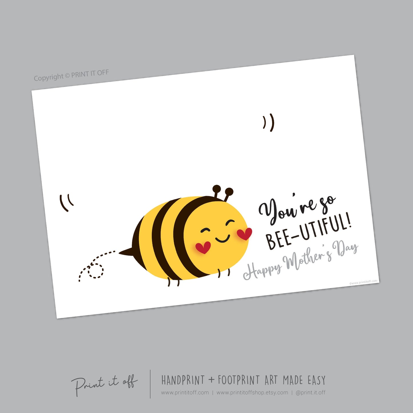 You&#39;re so Bee-utiful / Handprint Footprint Art Craft / Mother&#39;s Day Bee / DIY Card Gift / Kids Baby Toddler / Print it Off