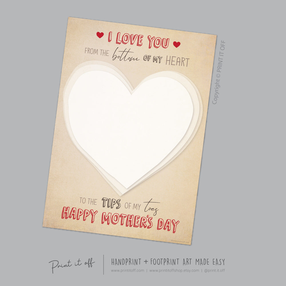 Love You Tips Of My Toes Mother&#39;s Day / Footprint Feet Foot Art Craft Template / Kids Baby Toddler / Keepsake DIY Card / Print It Off