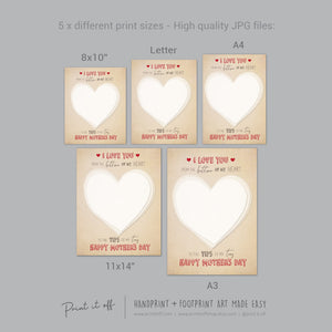 Love You Tips Of My Toes Mother&#39;s Day / Footprint Feet Foot Art Craft Template / Kids Baby Toddler / Keepsake DIY Card / Print It Off