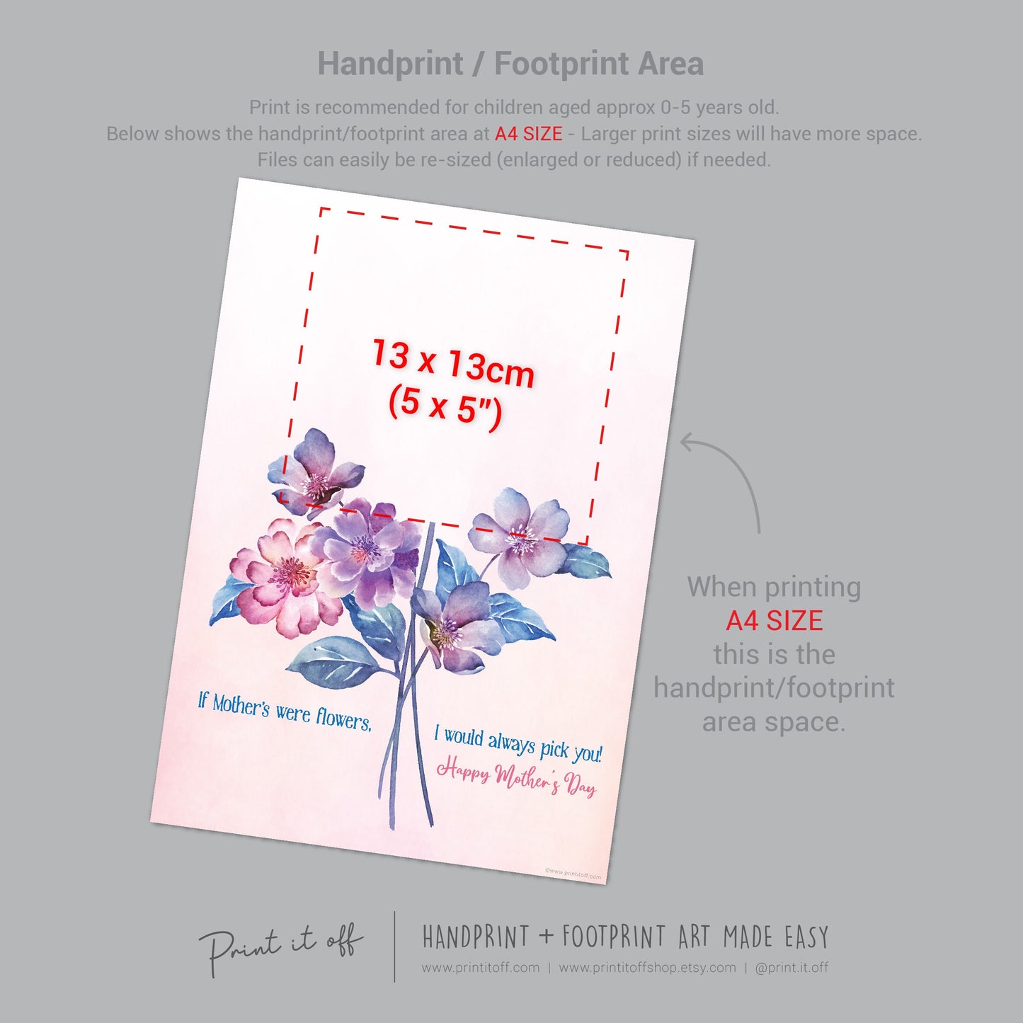 If Mother&#39;s Were Flowers I&#39;d Pick You / Mother&#39;s Day Handprint Hand Art Craft / Kids Baby Toddler / Keepsake DIY Card / Print It Off