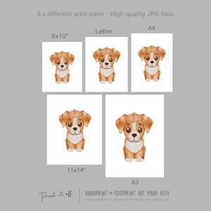 Baby Footprint Art Print / Koala Dog / DIY Gift Craft Keepsake Memory Nursery Wall Decor / Newborn Toddler Foot / Print it Off