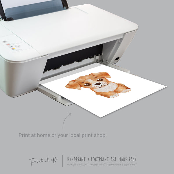 Baby Footprint Art Print / Koala Dog / DIY Gift Craft Keepsake Memory Nursery Wall Decor / Newborn Toddler Foot / Print it Off