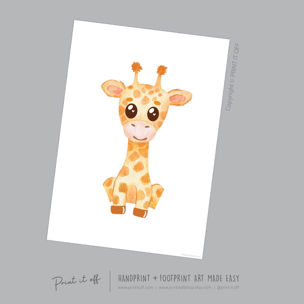 Baby Footprint Art Print / Giraffe Animal / DIY Gift Craft Keepsake Me ...