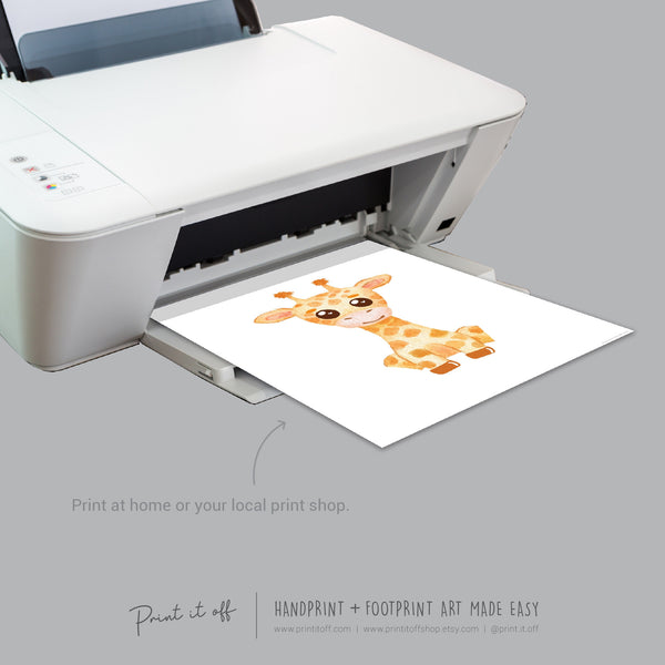 Baby Footprint Art Prints / Animal Animals / DIY Gift Craft Keepsake Memory Nursery Wall Decor / Newborn Toddler Foot / Print it Off