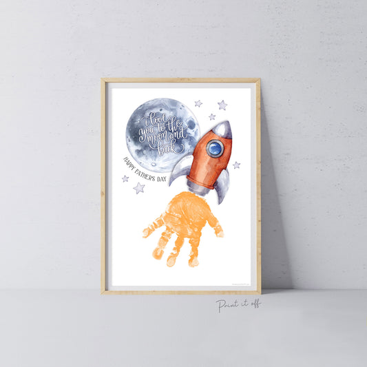 Love You Moon and Back Fathers / Handprint Footprint Art Craft / DIY Card Gift Keepsake / Kids Baby Toddler / Print it Off