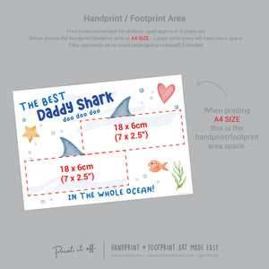 Best Daddy Shark / Handprint Footprint Feet Foot Art Craft / Fathers Day DIY Card Gift Keepsake / Kids Baby Toddler / Print it Off