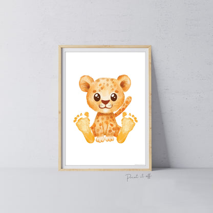 Baby Footprint Art Print / Cheetah Animal / DIY Gift Craft Keepsake Memory Nursery Wall Decor / Newborn Toddler Foot / Print it Off