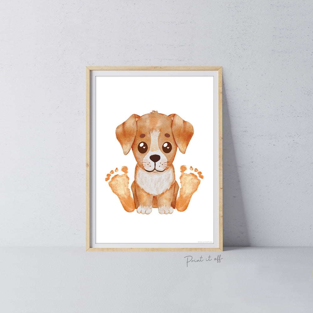 Baby Footprint Art Print / Koala Dog / DIY Gift Craft Keepsake Memory Nursery Wall Decor / Newborn Toddler Foot / Print it Off
