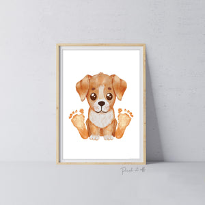 Baby Footprint Art Print / Koala Dog / DIY Gift Craft Keepsake Memory Nursery Wall Decor / Newborn Toddler Foot / Print it Off
