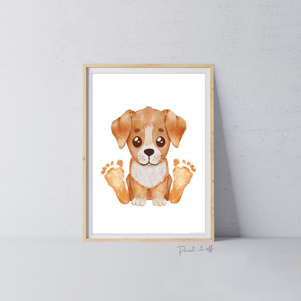 Baby Footprint Art Print / Koala Dog / DIY Gift Craft Keepsake Memory Nursery Wall Decor / Newborn Toddler Foot / Print it Off