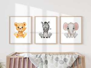 Baby Footprint Art Prints / Animal Animals / DIY Gift Craft Keepsake Memory Nursery Wall Decor / Newborn Toddler Foot / Print it Off