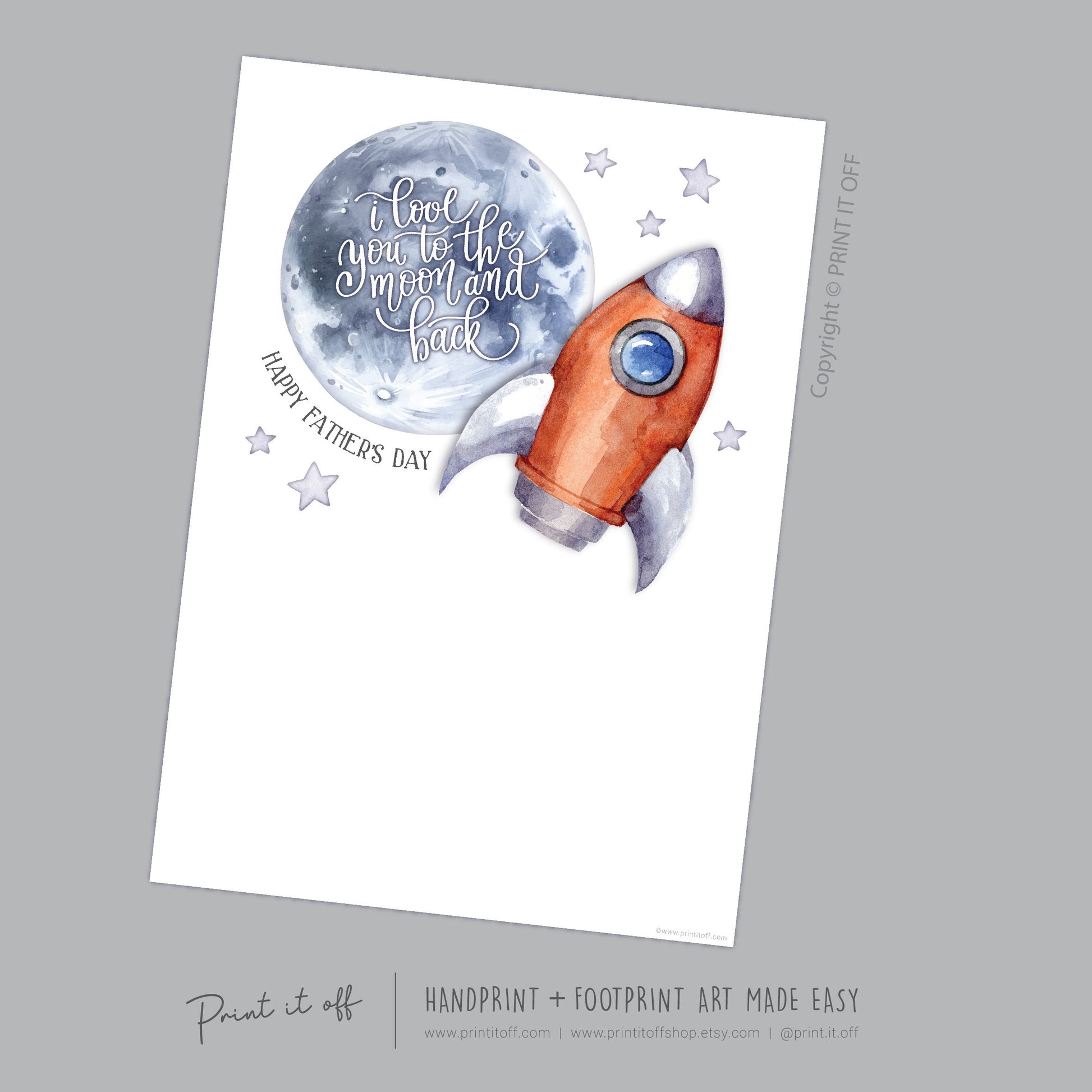 Love You Moon and Back Fathers / Handprint Footprint Art Craft / DIY Card Gift Keepsake / Kids Baby Toddler / Print it Off