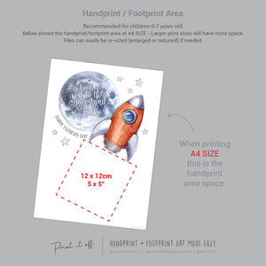 Love You Moon and Back Fathers / Handprint Footprint Art Craft / DIY Card Gift Keepsake / Kids Baby Toddler / Print it Off