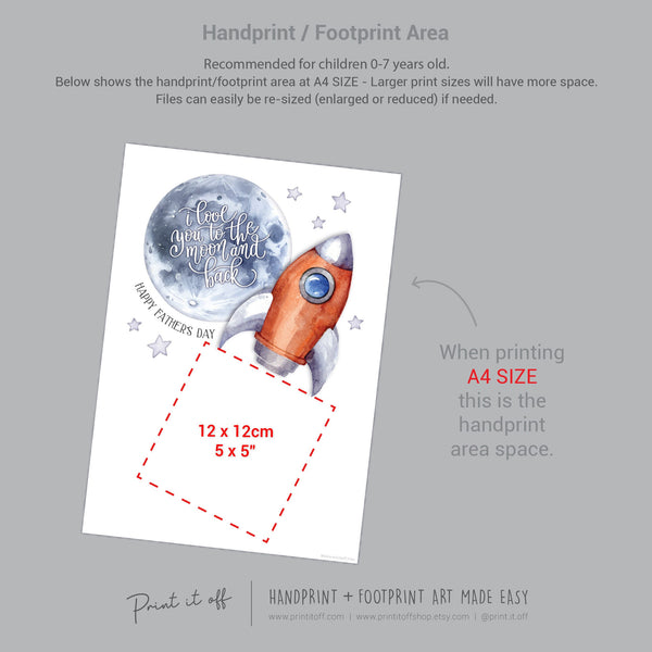 Love You Moon and Back Fathers / Handprint Footprint Art Craft / DIY Card Gift Keepsake / Kids Baby Toddler / Print it Off