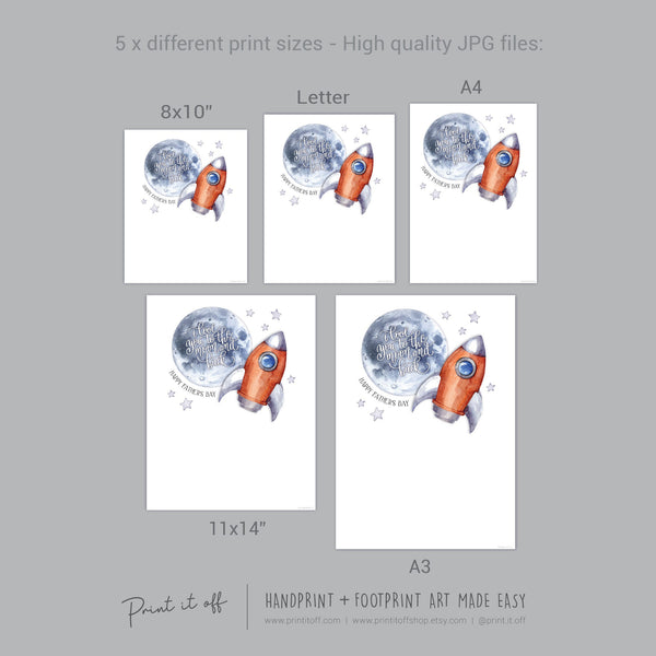 Love You Moon and Back Fathers / Handprint Footprint Art Craft / DIY Card Gift Keepsake / Kids Baby Toddler / Print it Off