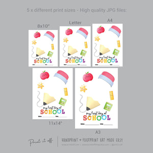 1st First Day School Pencil / Kindergarten Pre-K Daycare Pre-School / Handprint DIY Art Craft Template Teacher / Print it Off